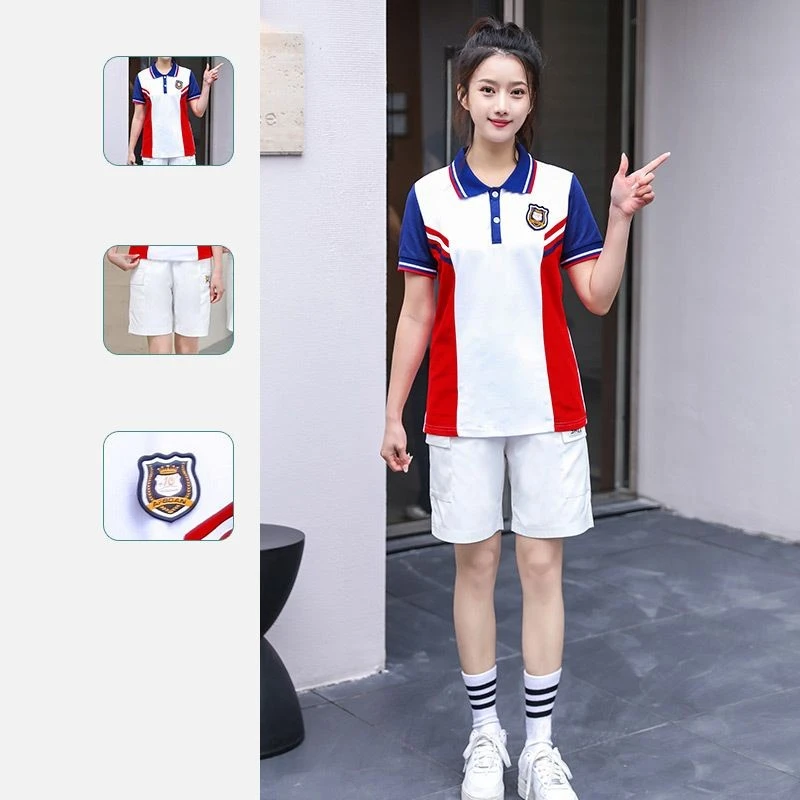 Machine Washable Breathable Short Sleeves And Shorts School Uniform high quality