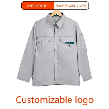 Camisa gris de manga larga y pantalón azul Ropa ESD-Safe