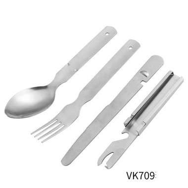 Soldados sobreviven al aire libre Camping vajilla portátil cuchillo tenedor cuchara palillos cubiertos de acero inoxidable